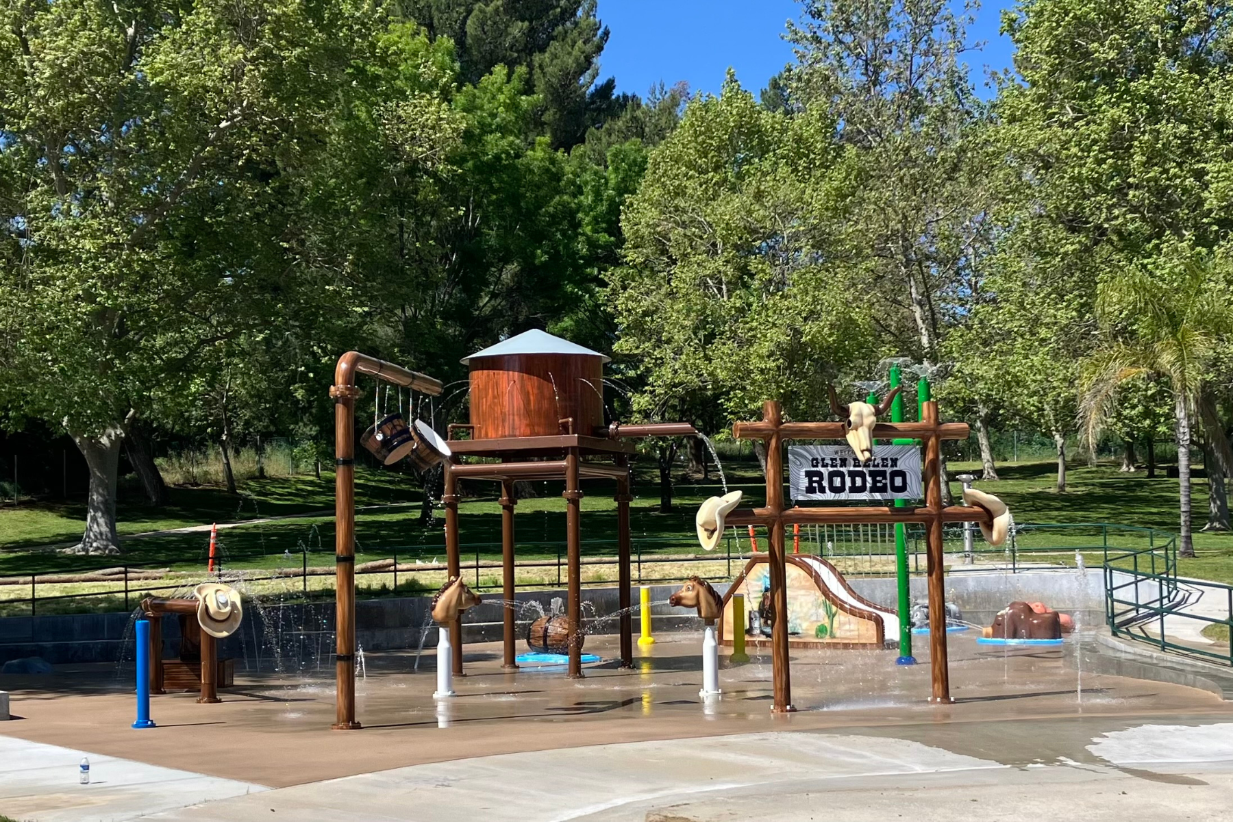 Rodeo-themed splash pad at Glen Helen Regional Park.