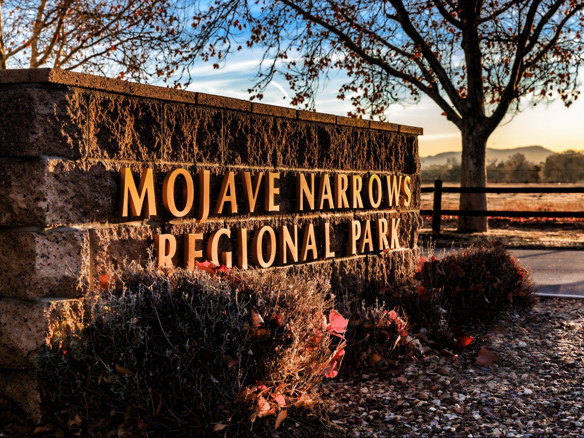 park sign at Mojave Narrows Regional Park