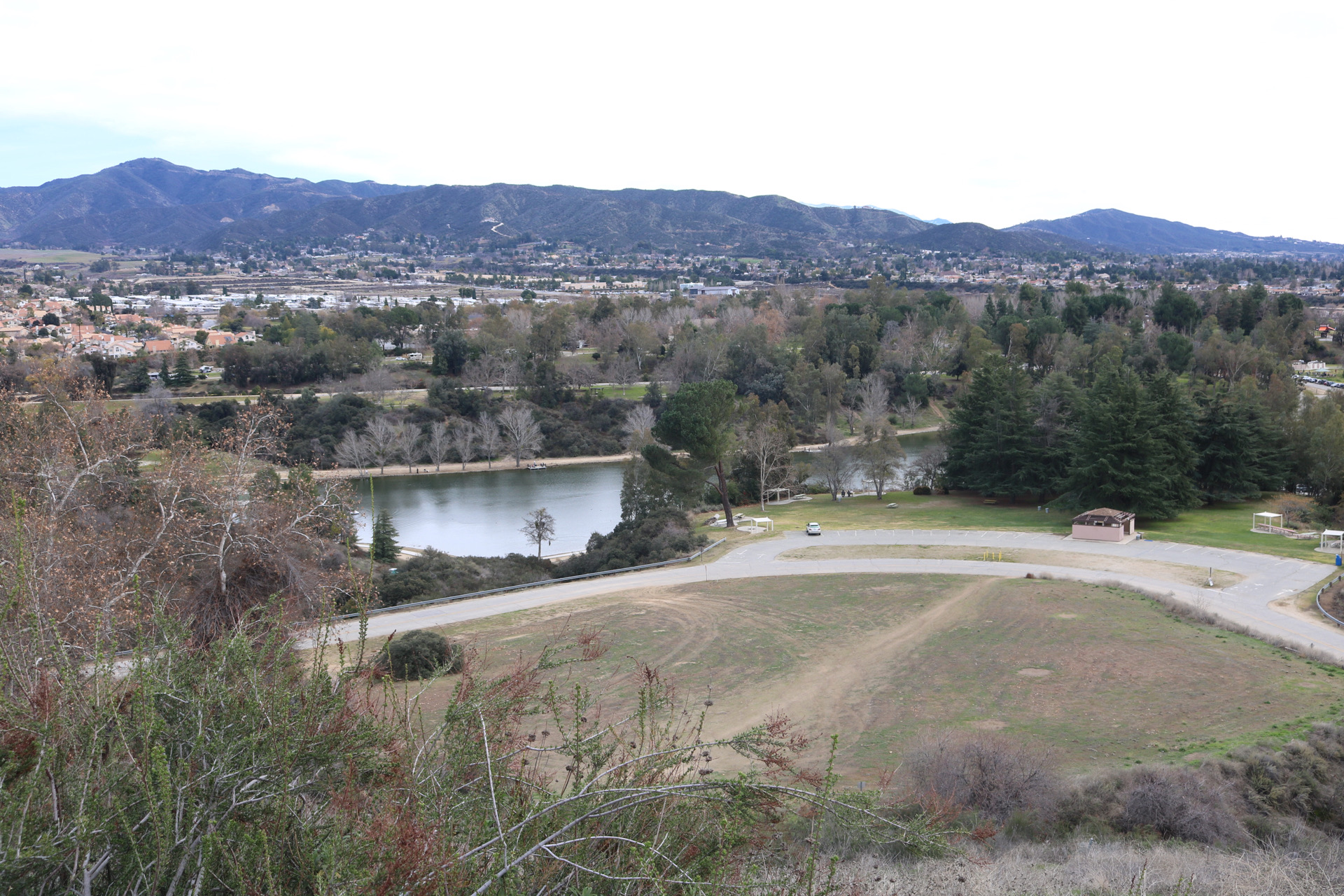 Yucaipa Landscape from the top of a hill over looking lake
