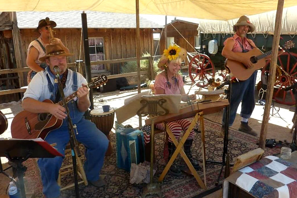 Band members of Billhillyz, a local Calico performing group, plays at Calico Ghost Town.