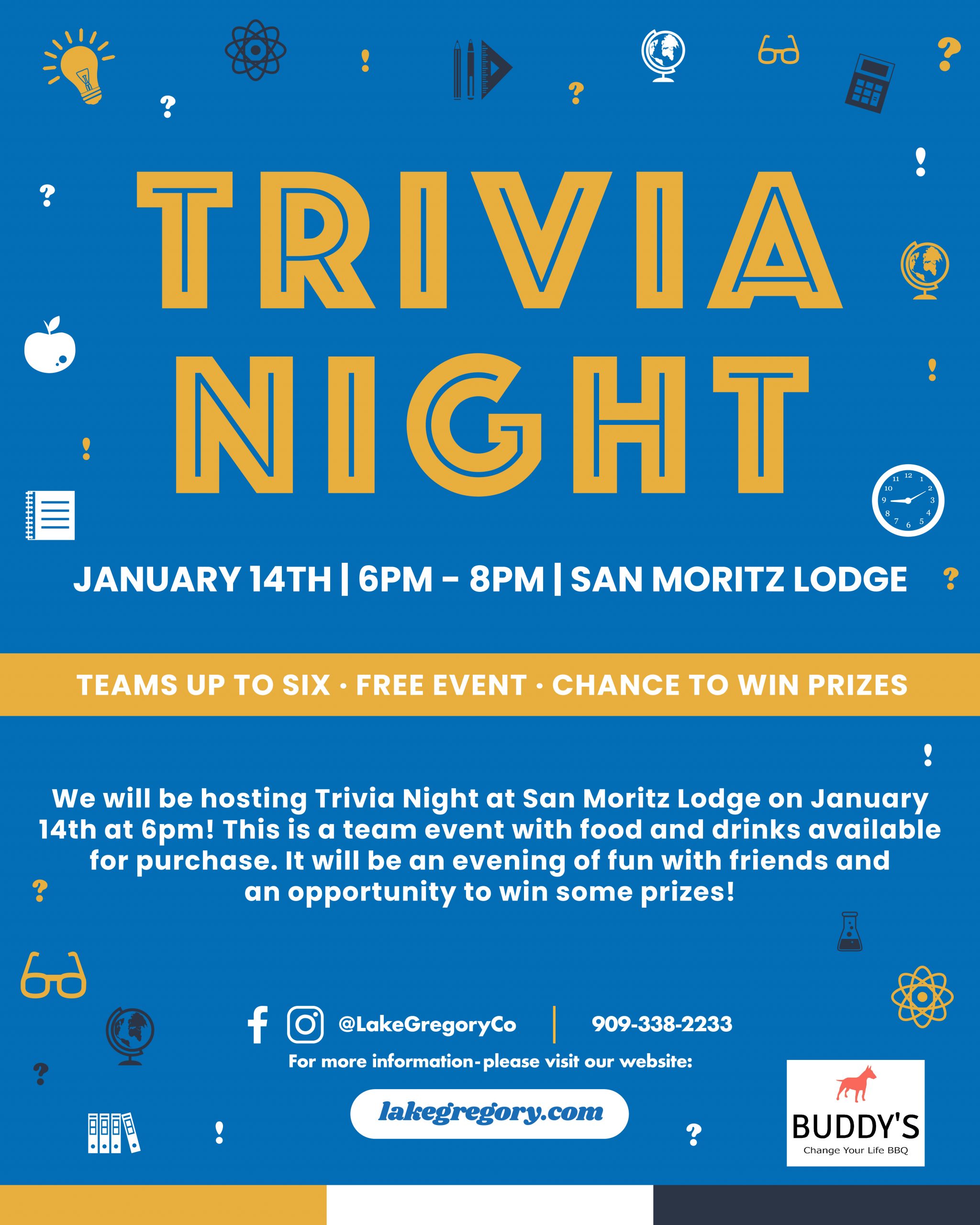 Lake Gregory Trivia Night at the San Moritz Lodge – Parks