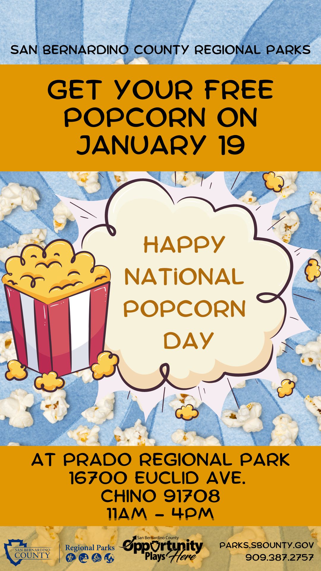 National Popcorn Day at Prado Regional Park Parks