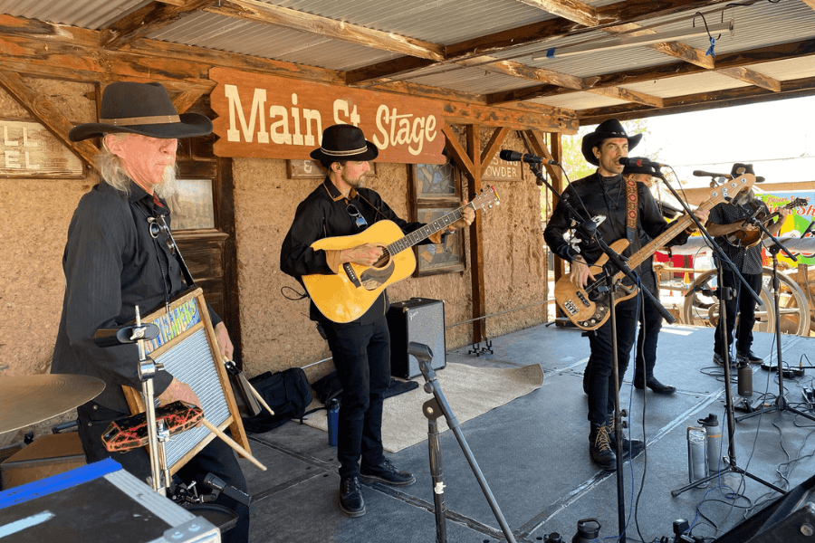 The Storytellers band, group of musicians onstage at Calico Ghost Town.