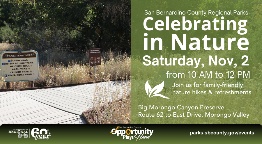 Big Morongo Canyon Preserve boardwalk and trail signs.