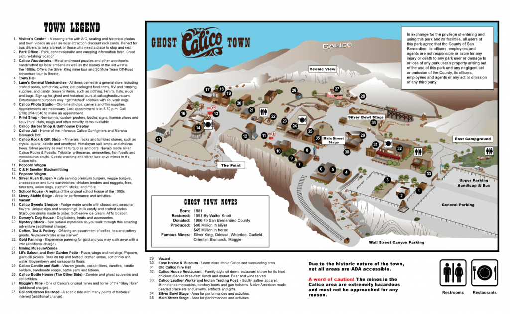 Calico Ghost Town map.